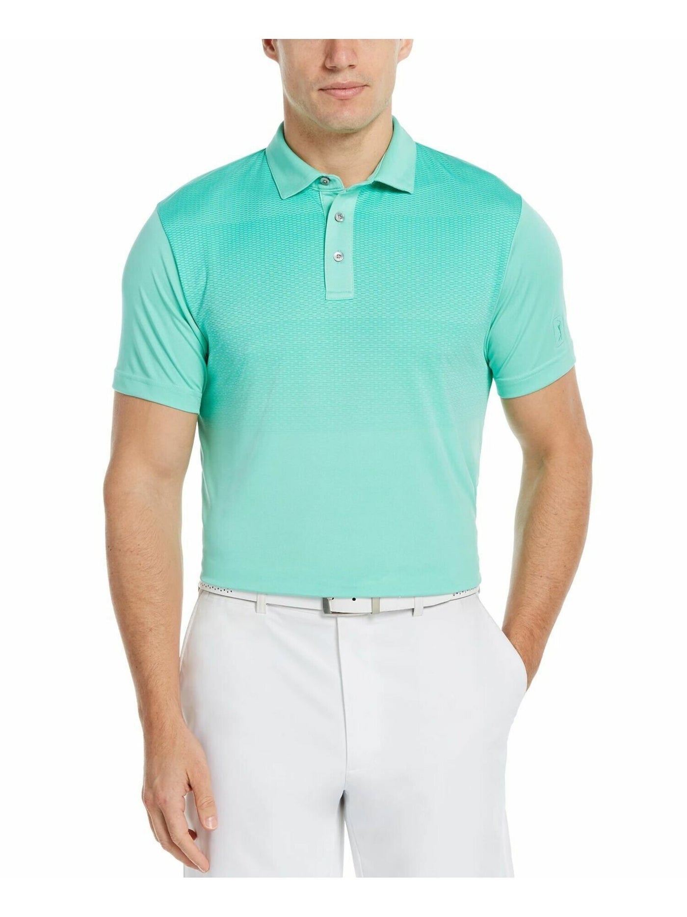 HYBRID APPAREL Mens Green Printed Classic Fit Stretch Polo L