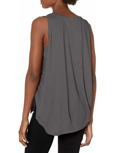 B NEW YORK Womens Gray Slitted Draped Cape Back Loose Fit Sleeveless Scoop Neck Tank Top L