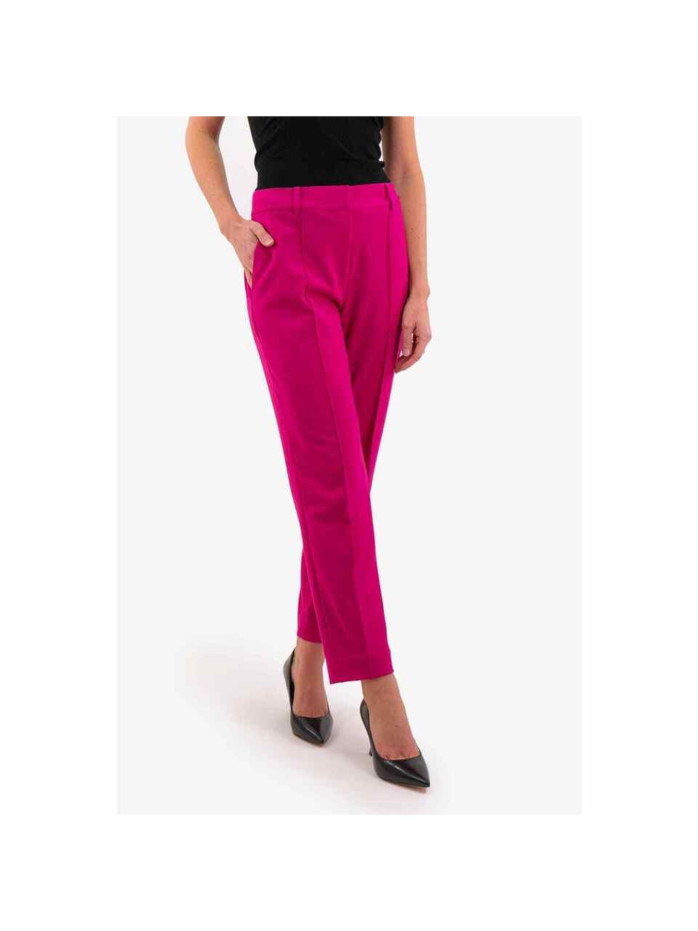 MICHAEL MICHAEL KORS Womens Pink Zippered Pocketed Slim Ankle Wear To Work High Waist Pants 14