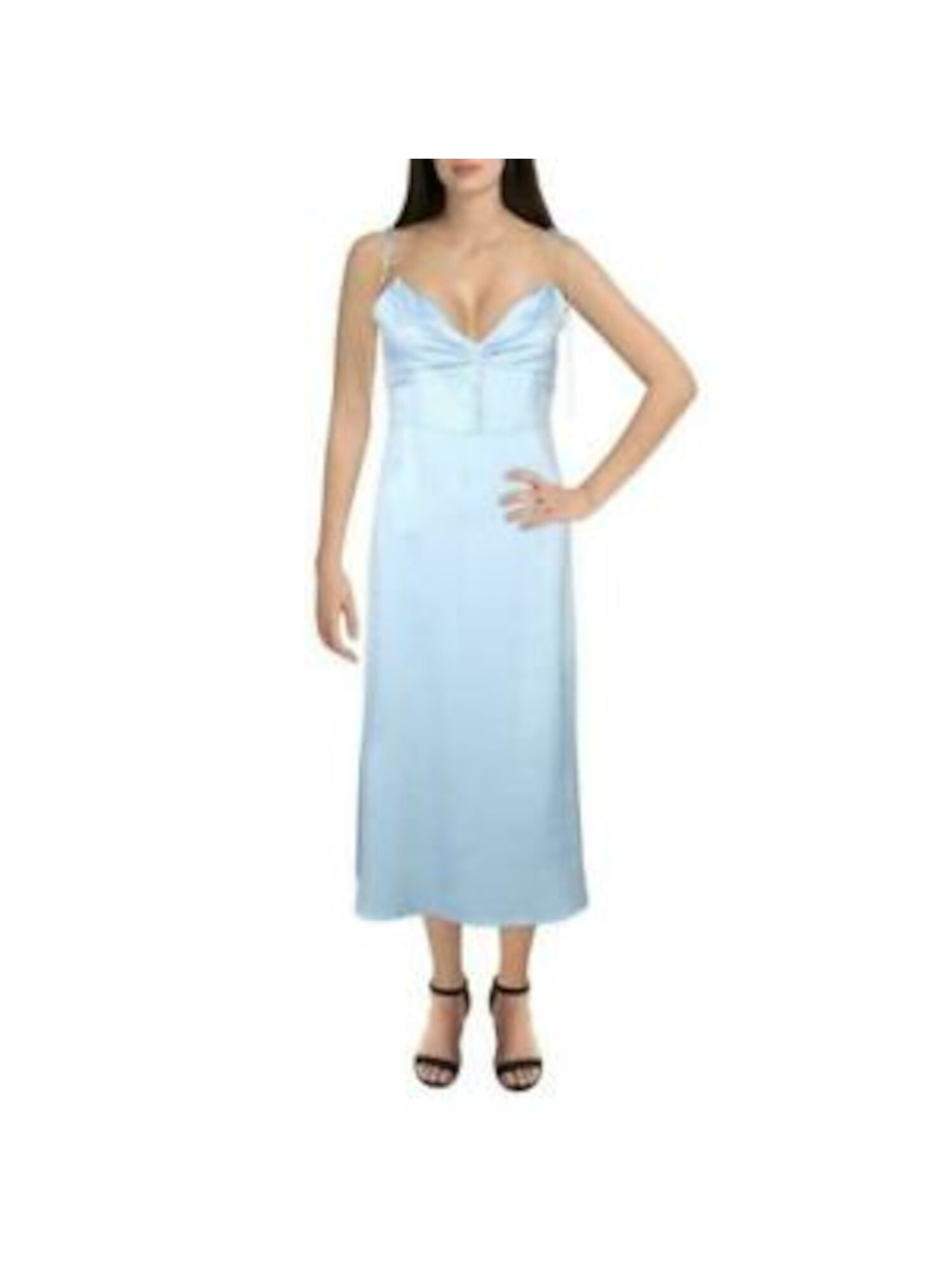 danielle bernstein satin midi dress Danielle Bernstein Womens Satin Midi Slip Dress Blue 14 at Amazon Women's Clothing store