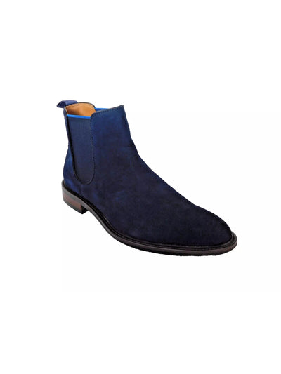 STEVE MADDEN Mens Navy Back Pull-Tab Goring Padded Bronn Almond Toe Block Heel Slip On Leather Chelsea Boot 12 M