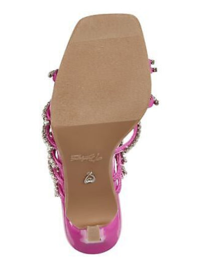 THALIA SODI Womens Pink Goring Padded Rhinestone Strappy Dahlia Square Toe Stiletto Slip On Dress Heeled M