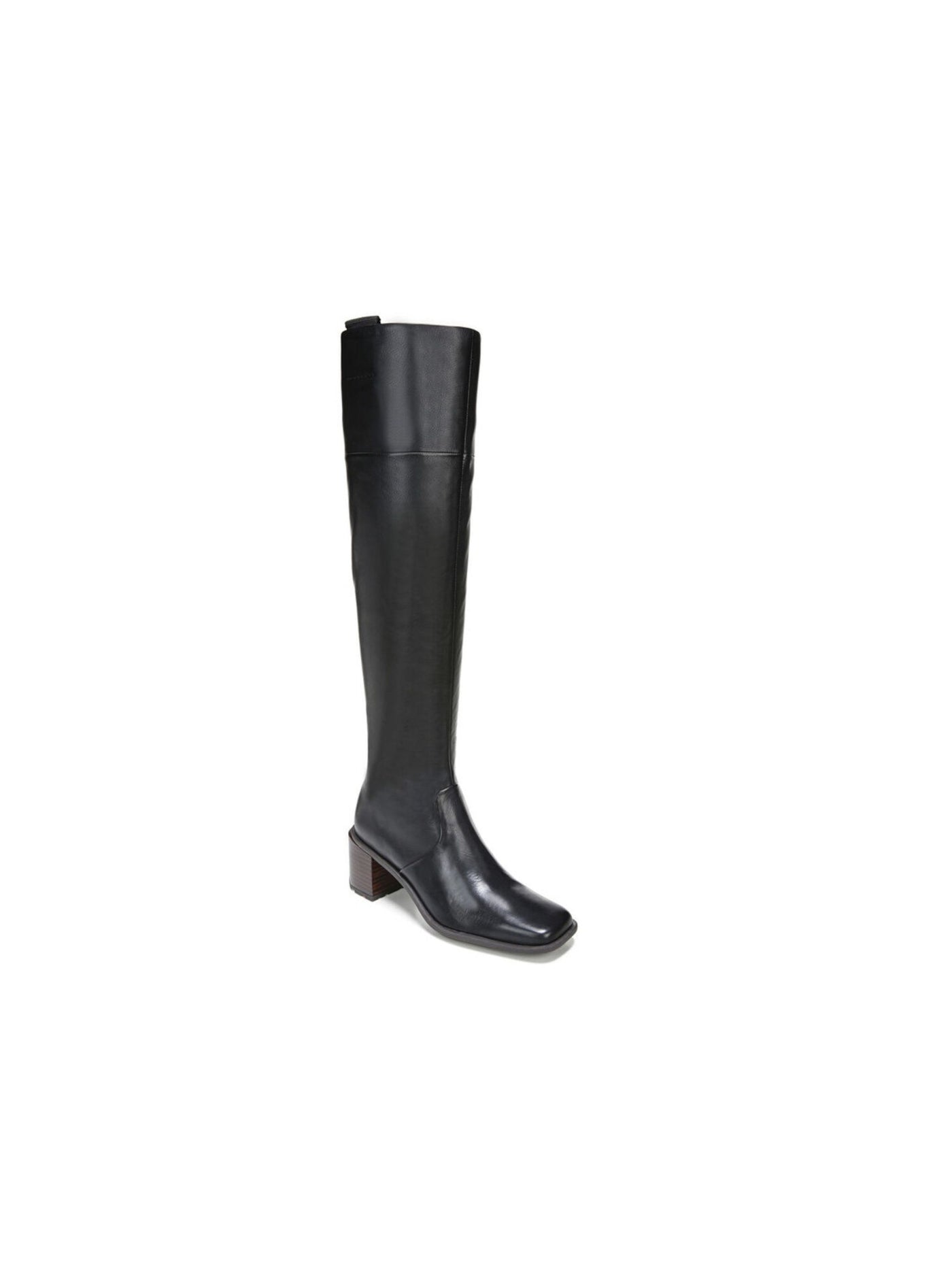 FRANCO SARTO Womens Black Pull Tabs Padded Forla Square Toe Block Heel Zip-Up Leather Heeled Boots 8.5 M