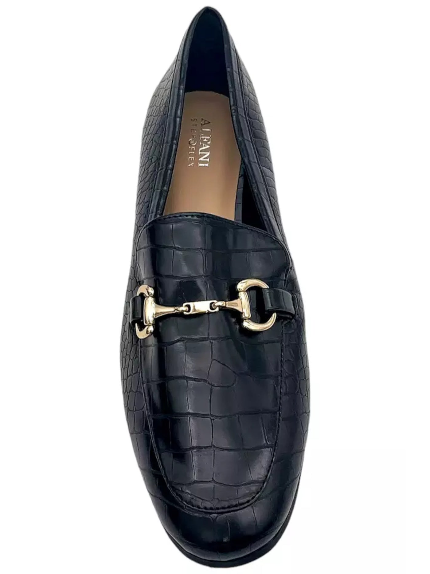 ALFANI Womens Black Solid Croc Bit Hardware Flexible Cushioned Gayle Round Toe Slip On Dress Loafers Shoes 11 M
