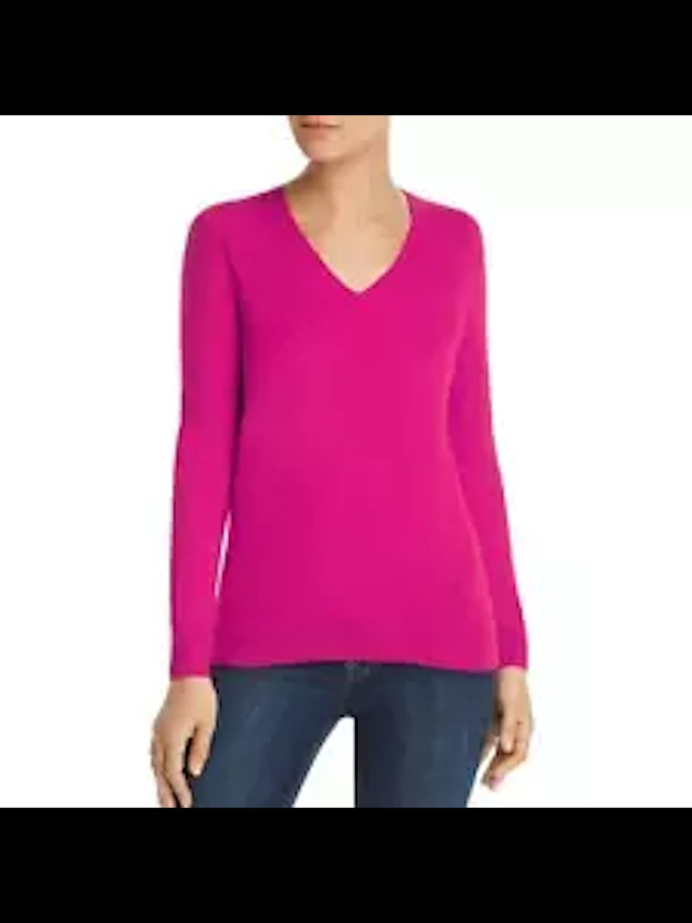 Designer Brand Womens Pink Cashmere Long Sleeve V Neck Wear To Work Sweater XL