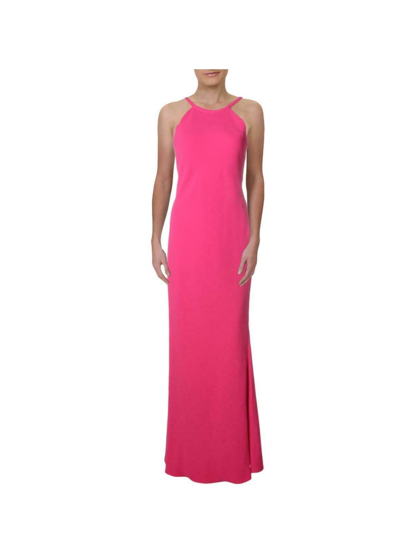 CALVIN KLEIN Womens Pink Sleeveless Halter Full-Length Evening Sheath Dress 8