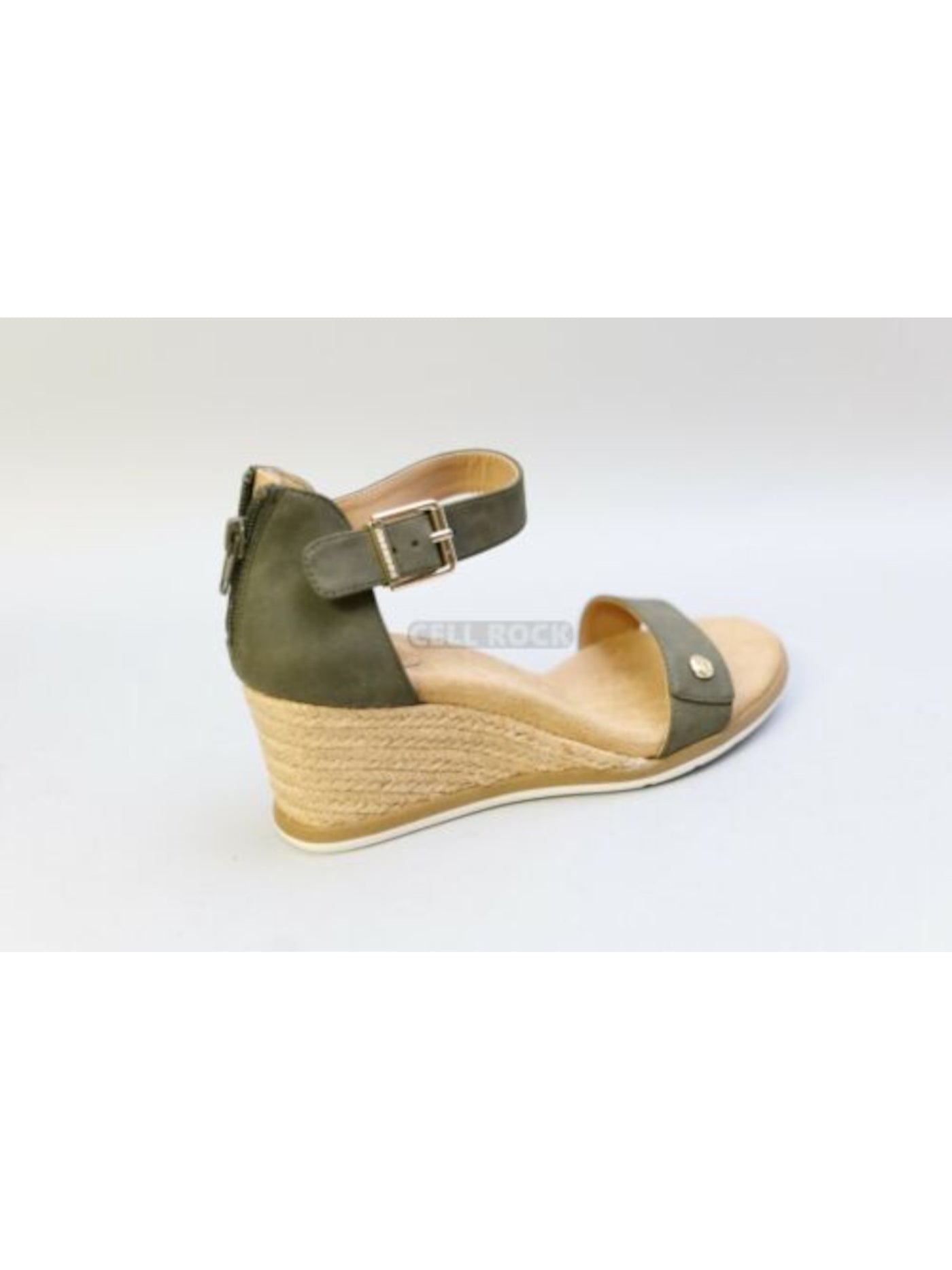 GIANI BERNINI Womens Green Buckle Accent Cushioned Daytonn Almond Toe Wedge Zip-Up Espadrille Shoes 6.5 M