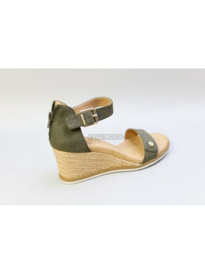 GIANI BERNINI Womens Green Buckle Accent Cushioned Daytonn Almond Toe Wedge Zip-Up Espadrille Shoes 7 M