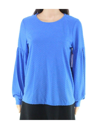 RILEY&RAE Womens Textured Keyhole-back Long Sleeve Crew Neck Top