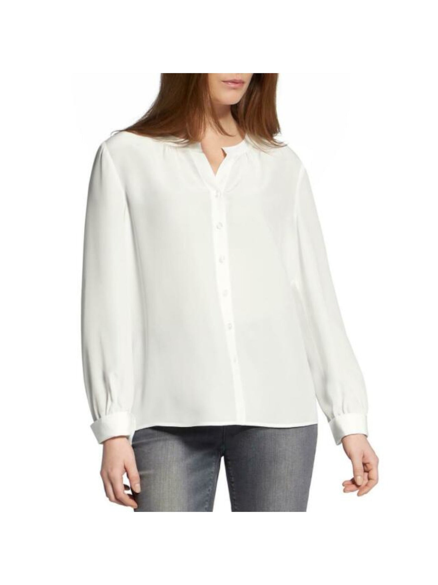 BASLER Womens Ivory Long Sleeve V Neck Blouse Size: 12