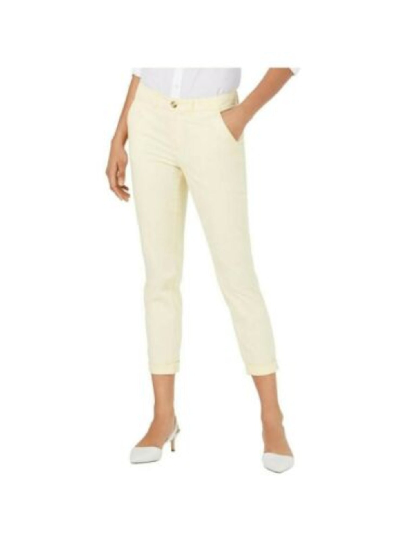 MAISON JULES Womens Yellow Pocketed Zippered Straight leg Pants 0