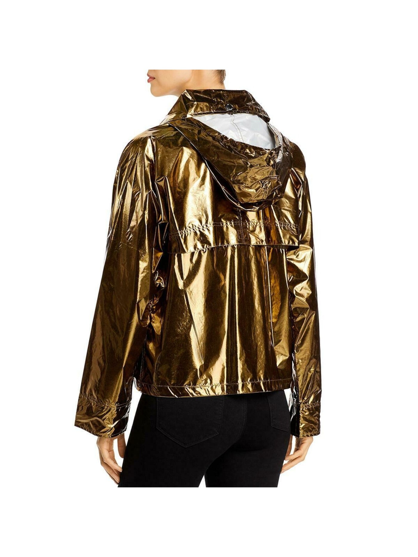 YS ARMY Womens Gold Hooded Wind Breaker Jacket Size: 34