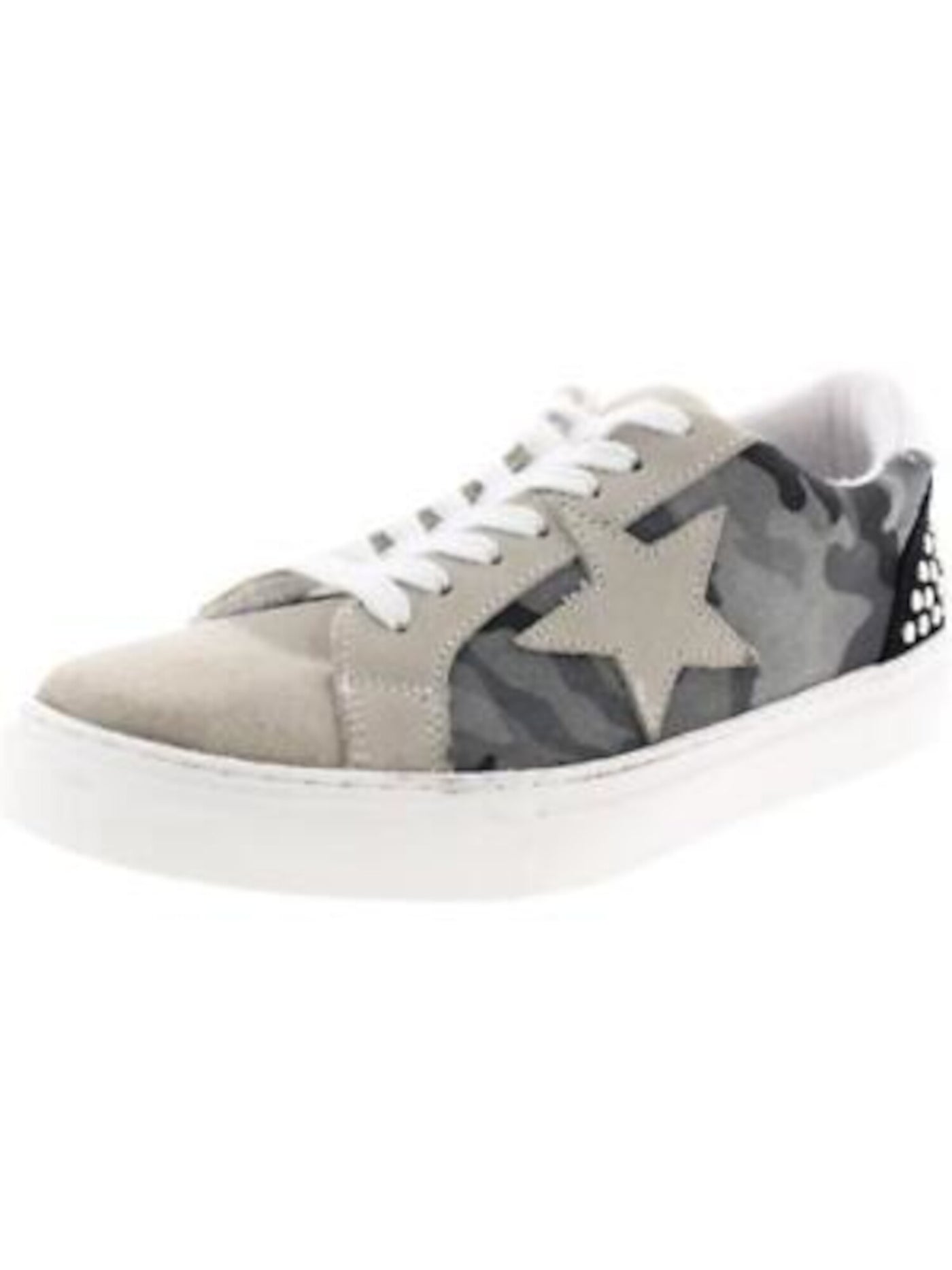 STEVEN NEW YORK Womens Beige Camouflage Star Studded Cushioned Pact Round Toe Platform Lace-Up Leather Athletic Sneakers Shoes 6 M