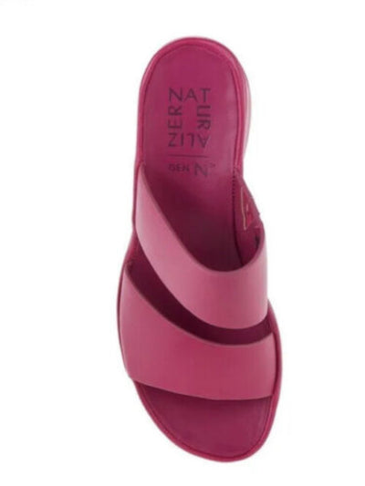 NATURALIZER Womens Pink 1.5 Platforn Comfort Goring Genn Rally Round Toe Wedge Slip On Heeled Sandal 7.5 M