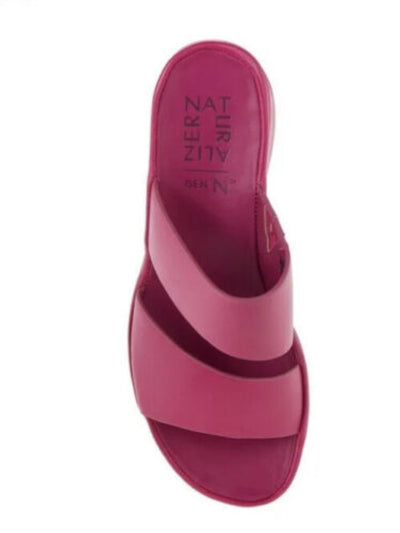 NATURALIZER Womens Pink 1.5 Platforn Comfort Goring Genn Rally Round Toe Wedge Slip On Heeled Sandal 9.5