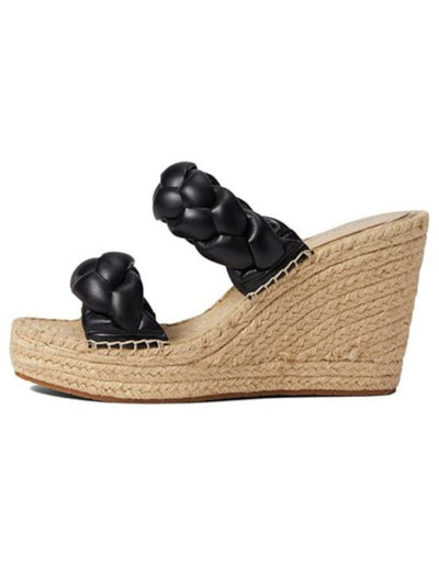 KENNETH COLE Womens Black 1-1/2" Platform Braided Comfort Olivia Round Toe Wedge Slip On Espadrille Shoes 9 M