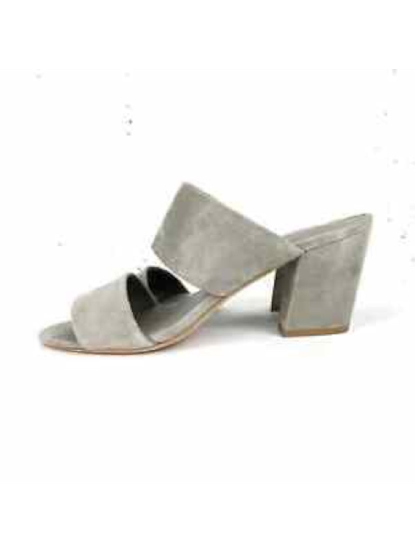 VINCE. Womens Gray Padded Goring Benetta Round Toe Block Heel Slip On Leather Heeled Sandal 6 M