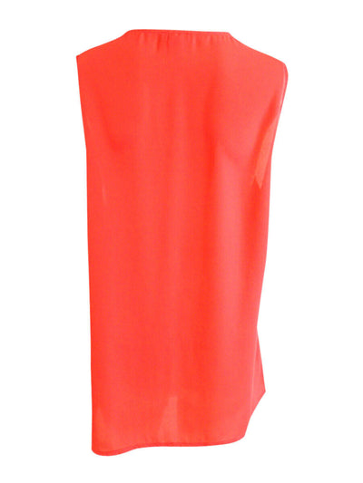 VINCE CAMUTO Womens Red Ruffled Slitted Sheer Sleeveless V Neck Top Plus 2XL