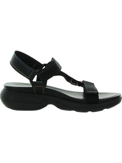 NATURALIZER Womens Black 1" Platform Asymmetrical Flores Round Toe Wedge Sandals Shoes 8.5 M