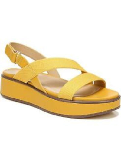 NATURALIZER Womens Yellow Ribbed Cushioned 1" Platform Stretch Strappy Charlize Round Toe Wedge Dress Sandals Shoes 8 M