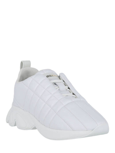 BURBERRY Womens White Quilted Heel Pull-Tab Padded Axburton Almond Toe Wedge Lace-Up Leather Sneakers Shoes 37