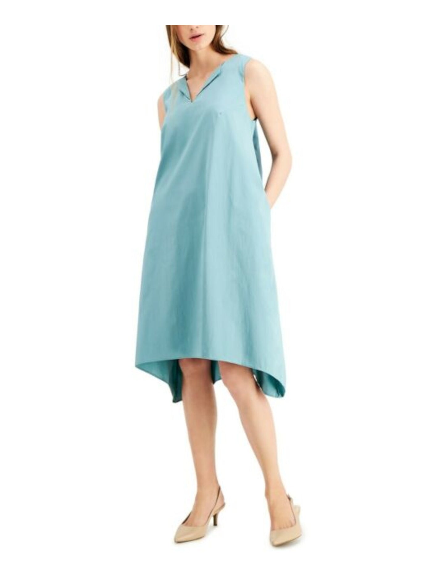 ALFANI Womens Teal Sleeveless Tea-Length Hi-Lo Dress XS