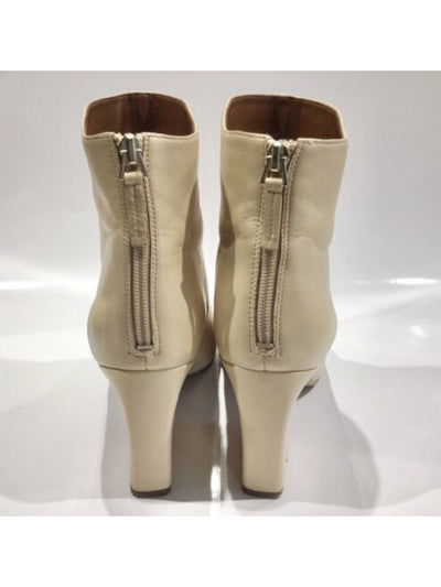 FRANCO SARTO Womens Beige Venture Pointed Toe Block Heel Zip-Up Leather Booties 11 M