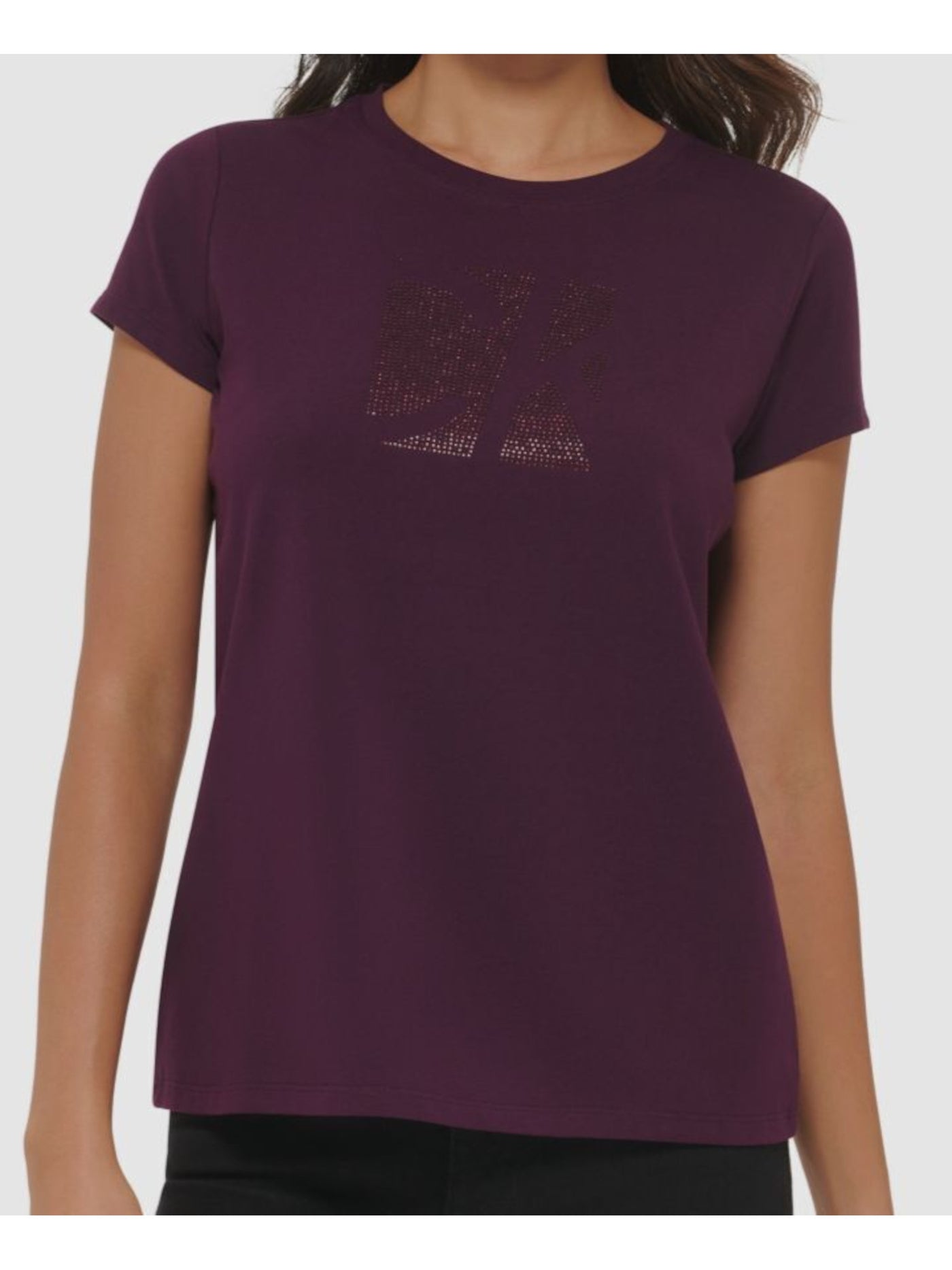 CALVIN KLEIN Womens Purple Short Sleeve Crew Neck T-Shirt M