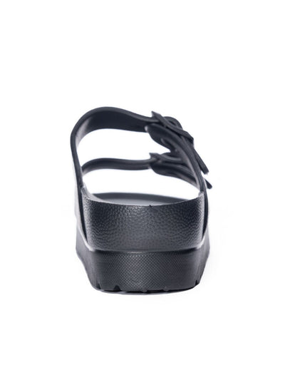 DIRTY LAUNDRY Womens Black Buckle Accent Comfort Genavive Round Toe Platform Slip On Slide Sandals Shoes 9