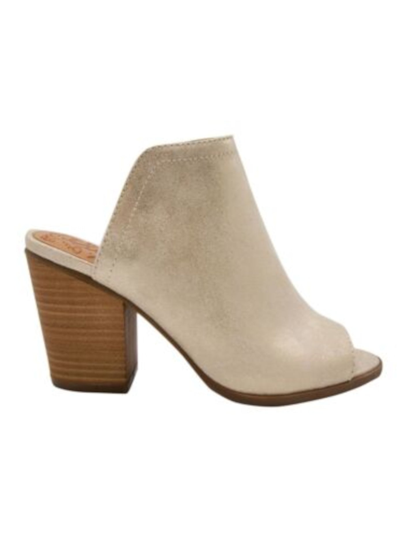 SUGAR Womens Gold Comfort Peppermint Round Toe Block Heel Slip On Heeled Mules Shoes 7.5 M