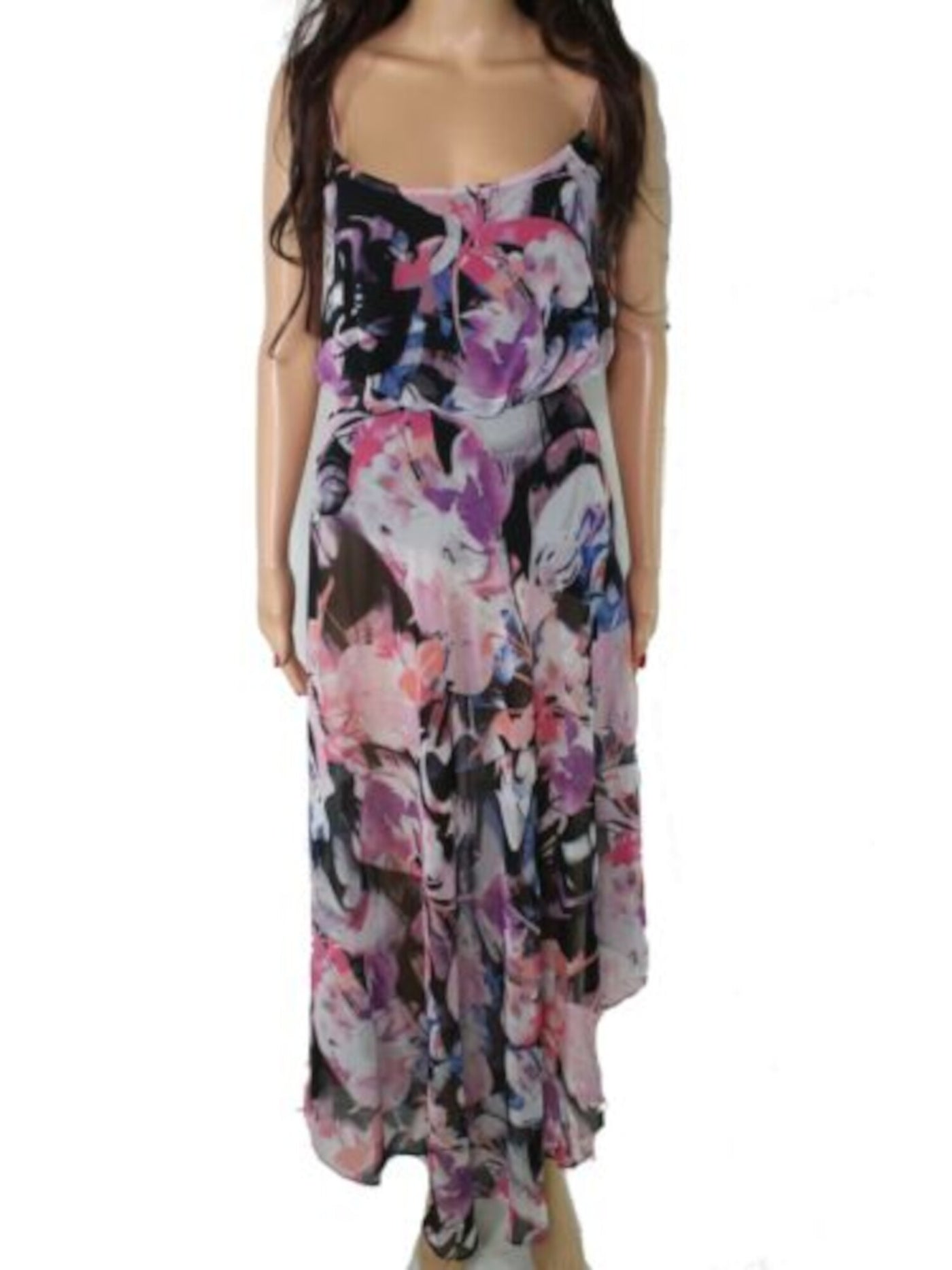 MARCIANO Womens Pink Floral Sleeveless Scoop Neck Maxi Hi-Lo Dress Size: XS