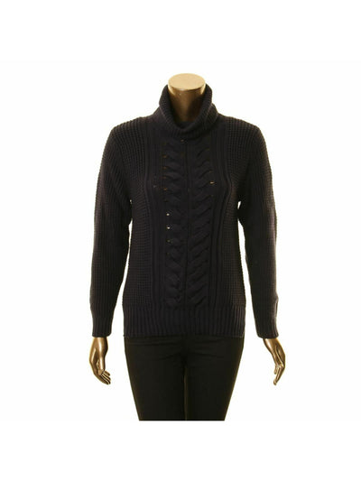 Nicholas Womens Navy Long Sleeve Turtle Neck Sweater 4