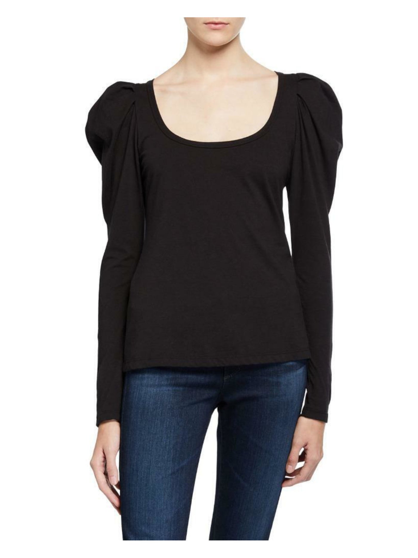 A.L.C Womens Black Pouf Sleeve Scoop Neck Wear To Work Top XS
