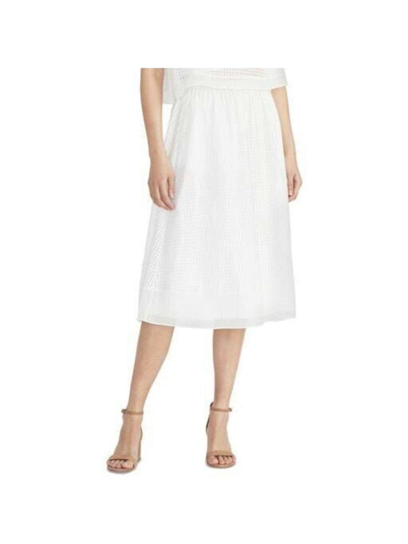 RACHEL RACHEL ROY Womens White Midi Pleated Skirt L