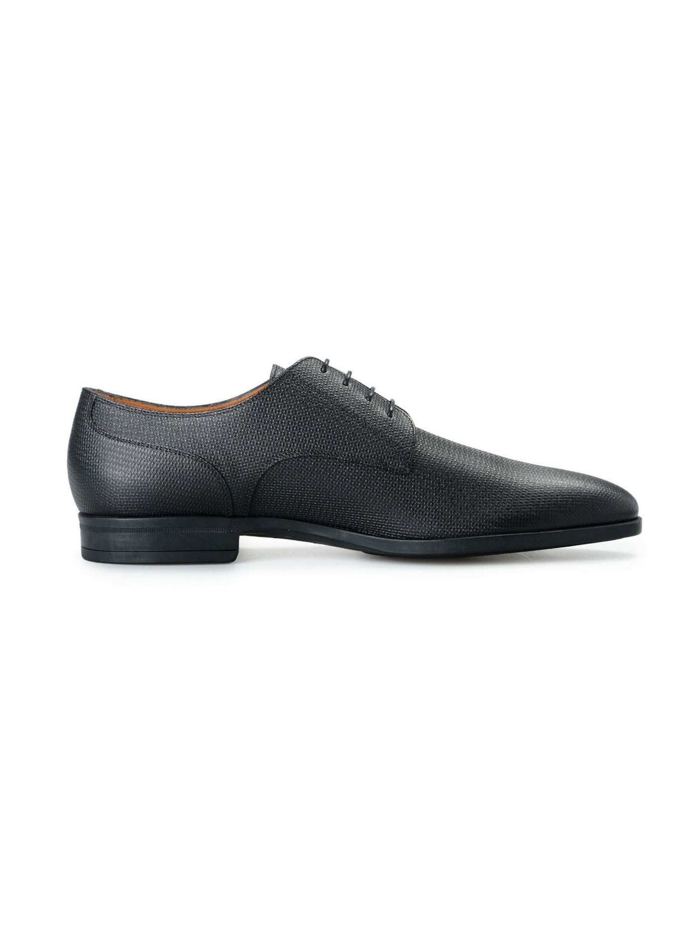 BOSS Mens Black Embossed Derby Padded Portland Square Toe Block Heel Lace-Up Leather Dress Flats 9