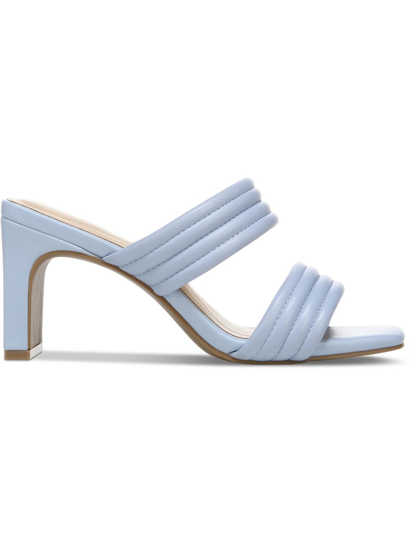 ALFANI Womens Blue Cushioned Quilted Stantonn Square Toe Block Heel Slip On Dress Sandals Shoes 9.5 M