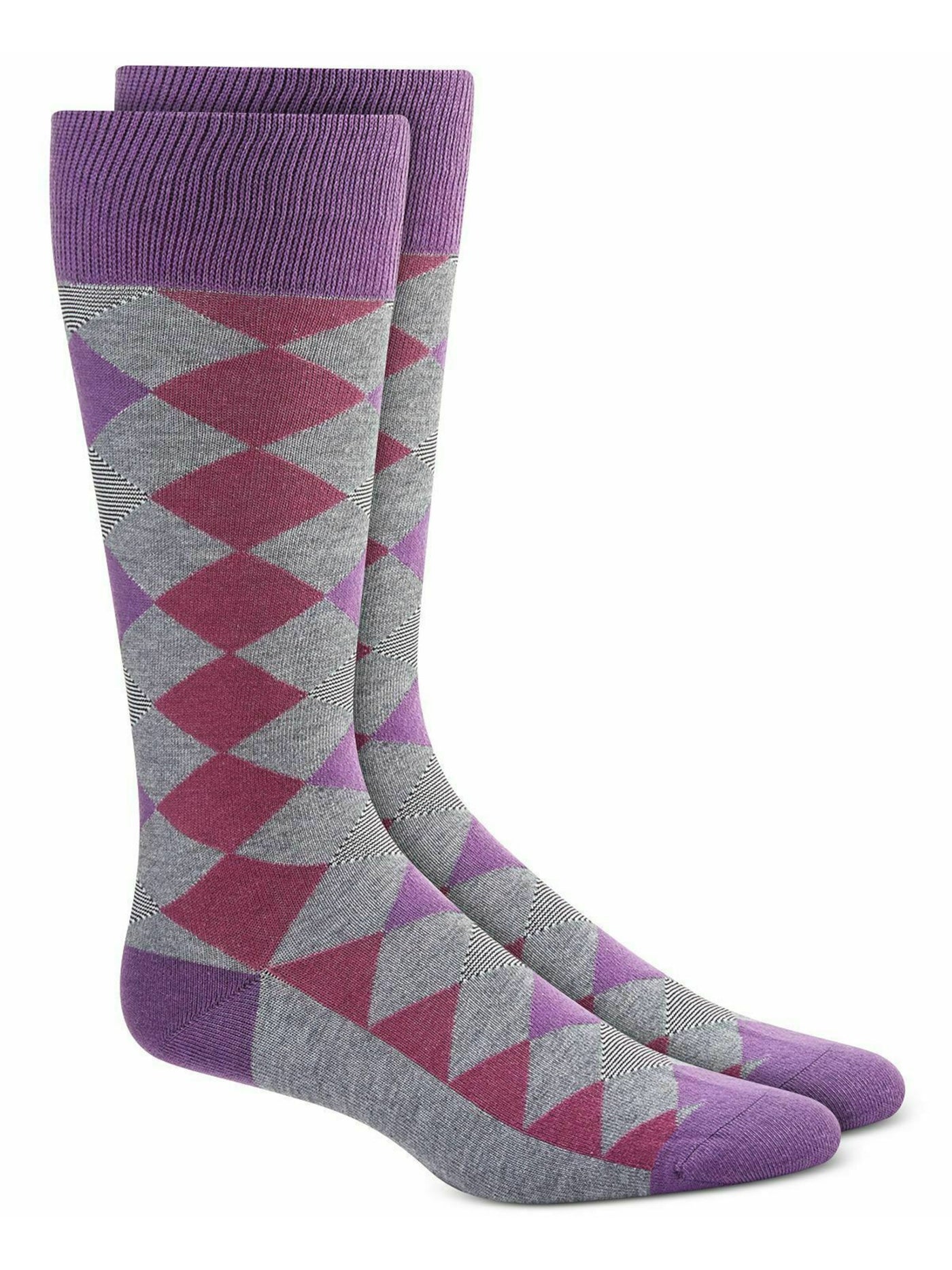 ALFATECH BY ALFANI Purple Geometric Dress Crew Socks 7-12