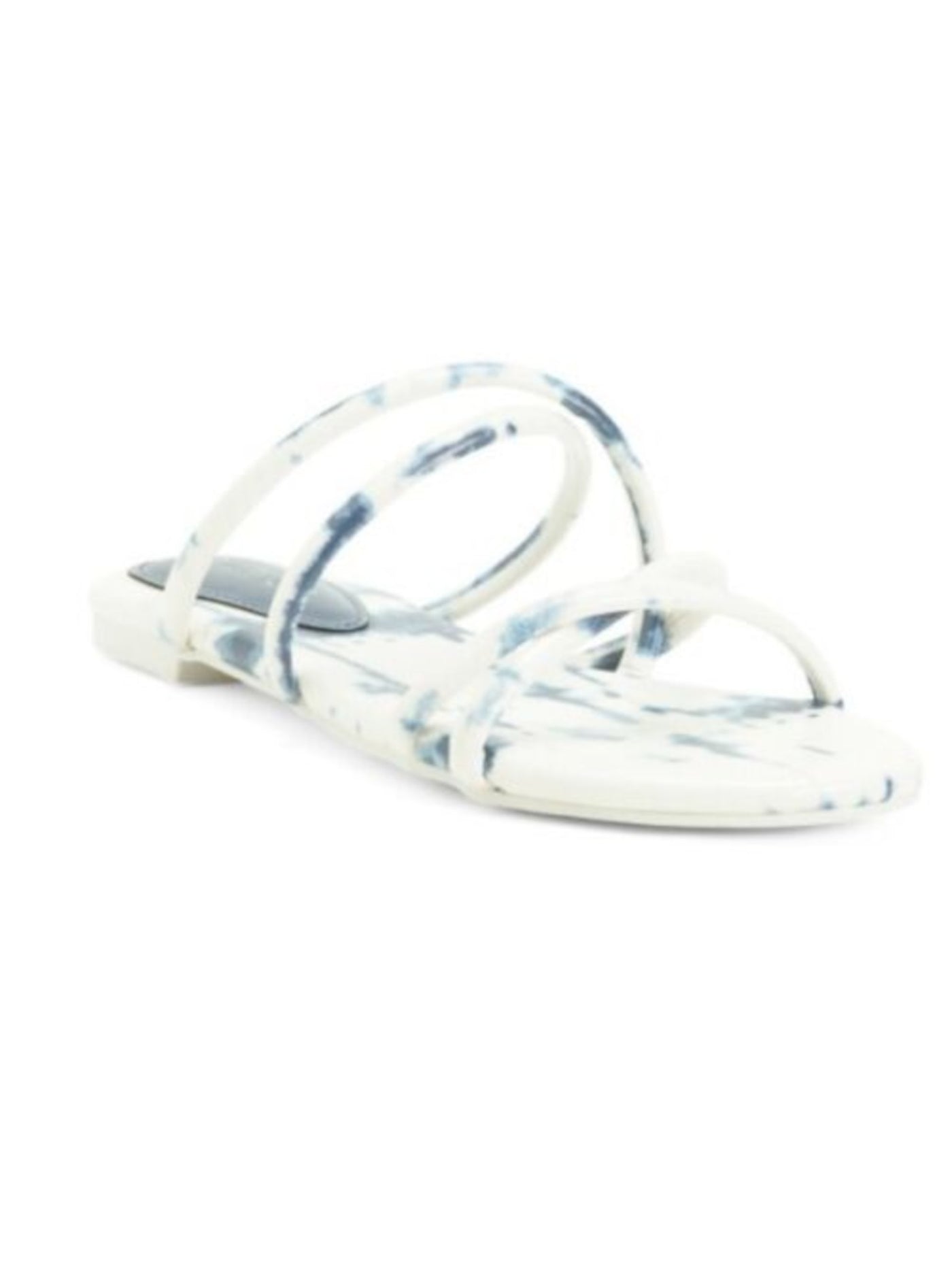 NINE WEST Womens White Multi Tie Dye Strappy Beva Round Toe Slip On Sandals Shoes 7.5 M