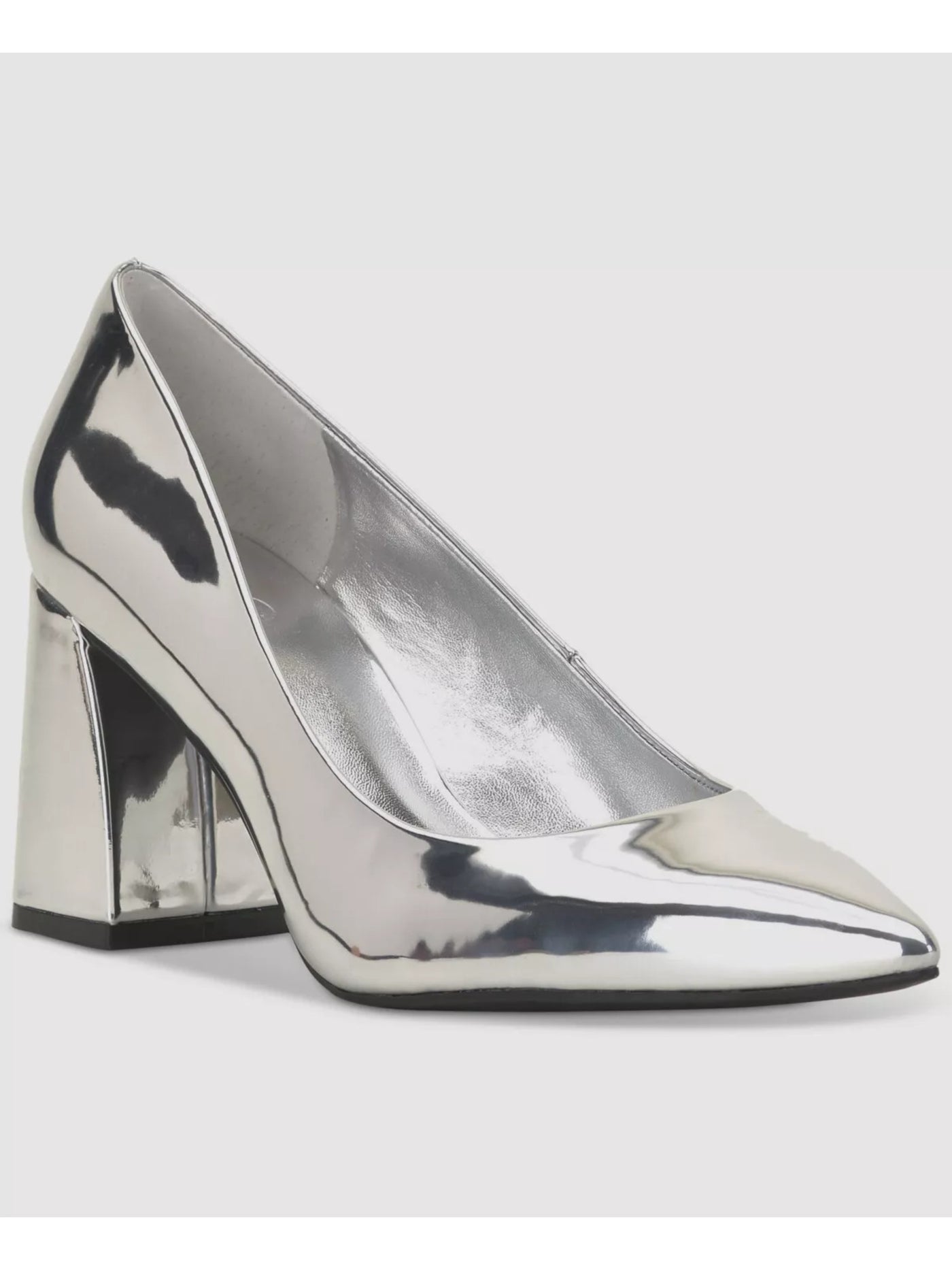 INC Womens Silver Padded Metallic Ubika Pointed Toe Sculpted Heel Slip On Pumps Shoes 9 M