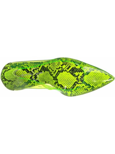 JESSICA SIMPSON Womens Green Snake Transparent Breathable Padded Pixera Pointed Toe Stiletto Slip On Dress Pumps Shoes 9.5 M