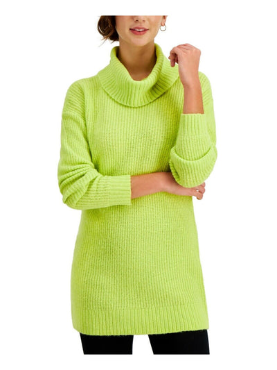 STYLE & COMPANY Womens Green Knit Ribbed Stretch Long Sleeve Cowl Neck Wear To Work Tunic Sweater M