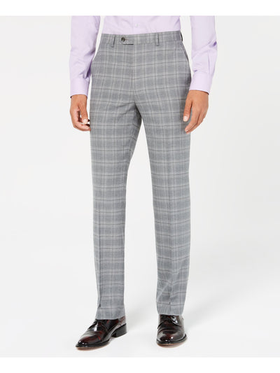 SEANJOHN Mens Gray Windowpane Plaid Slim Fit Pants W40/ L32