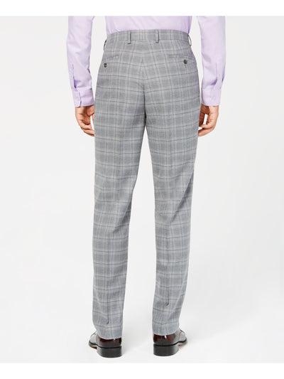 SEANJOHN Mens Gray Windowpane Plaid Slim Fit Pants W40/ L32