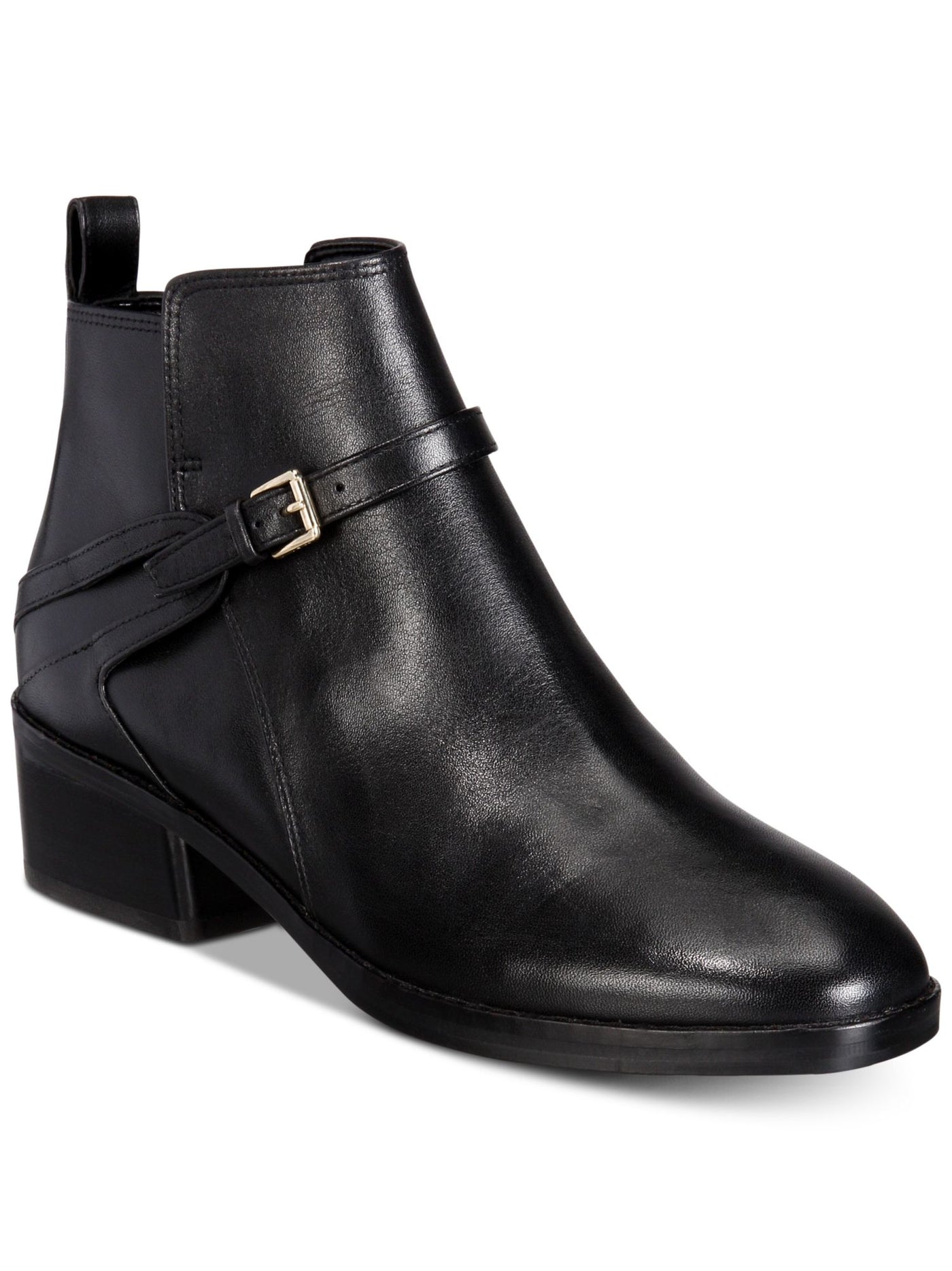 COLE HAAN Womens Black Adjustable Strap Etta Round Toe Block Heel Zip-Up Leather Booties 6.5 B