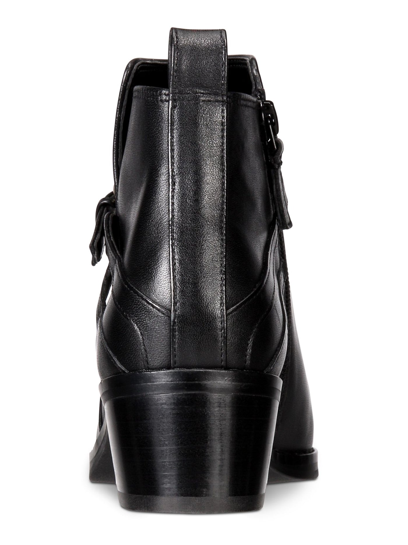 COLE HAAN Womens Black Adjustable Strap Etta Round Toe Block Heel Zip-Up Leather Booties 6.5 B
