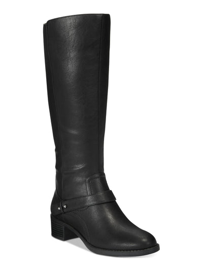 EASY STREET Womens Black Inside Zippered Gusset Strap Detailing Cushioned Jewel Round Toe Block Heel Riding Boot 8.5 WW