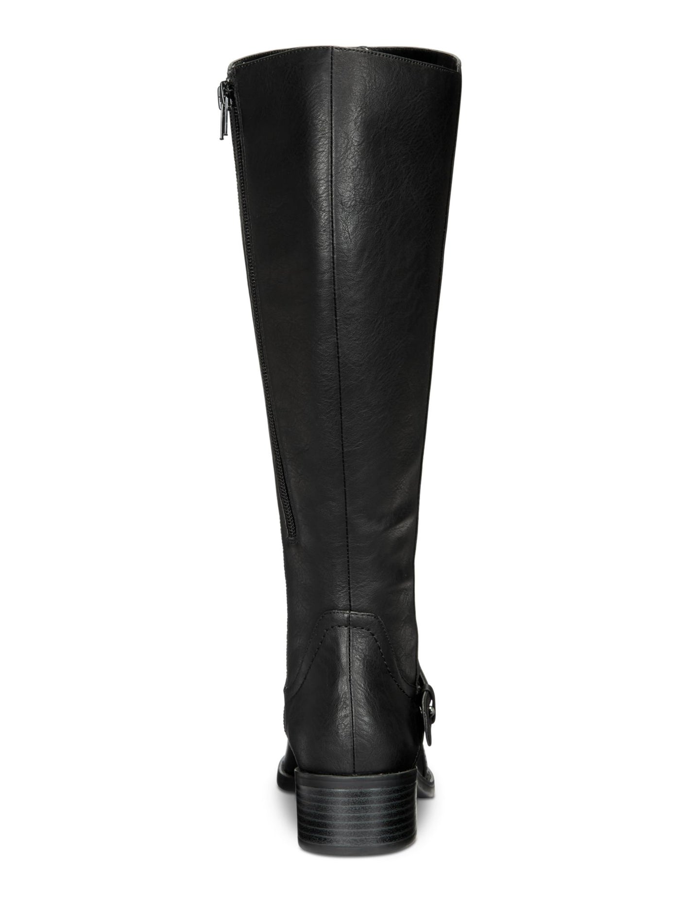 EASY STREET Womens Black Inside Zippered Gusset Strap Detailing Cushioned Jewel Round Toe Block Heel Riding Boot 8.5 WW