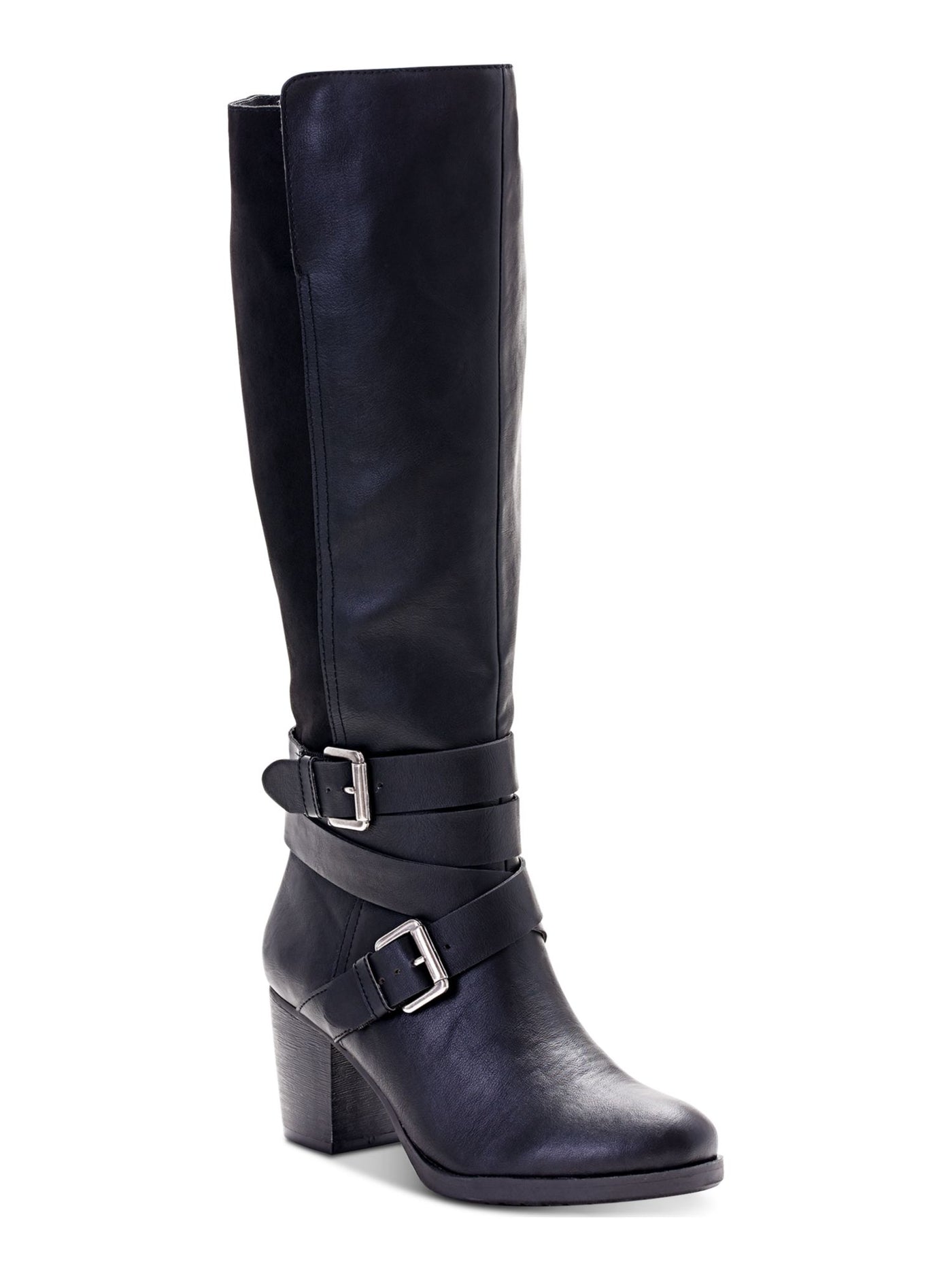 STYLE & COMPANY Womens Black Buckle Accent Slip Resistant Comfort Jomaris Round Toe Block Heel Zip-Up Riding Boot 5 M