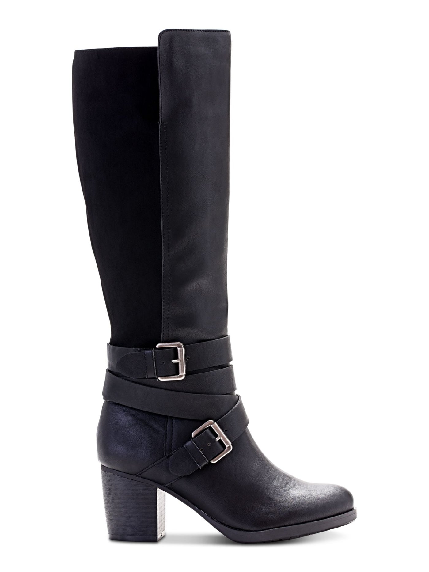 STYLE & COMPANY Womens Black Buckle Accent Slip Resistant Comfort Jomaris Round Toe Block Heel Zip-Up Riding Boot 5 M