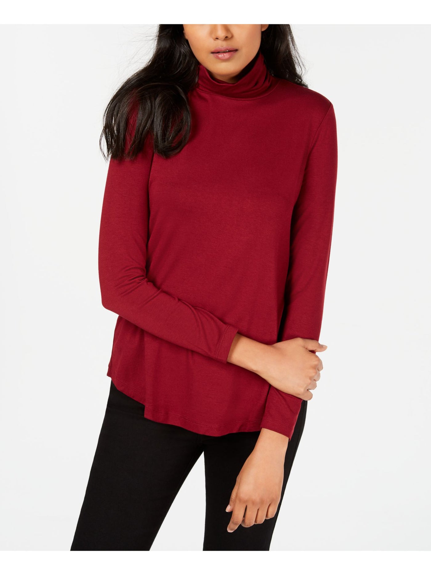 JM COLLECTION Womens Long Sleeve Turtle Neck Top